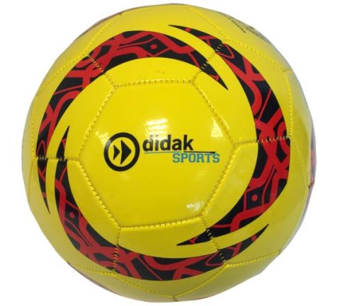 Voetbal Leder Maat 5 Geel met Rood/Zwart Accenten