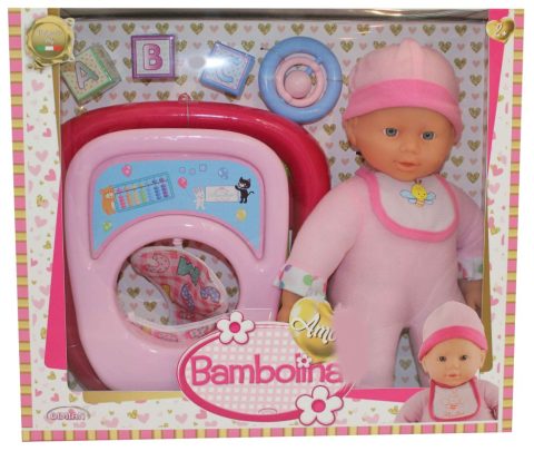 Amore 30 cm Babypop met Loopstoeltje en Accessoires