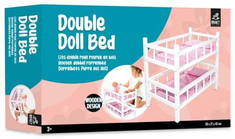 Dubbel Bed voor Pop - Braet T&G - Wit 50x27x42 cm