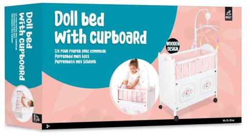Poppenbed met kast en mobiel - Braet T&G - Wit Hout
