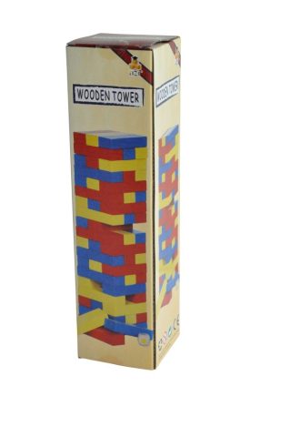 Houten Tumbling Tower in Kleuren - 29x7,5x7,5 cm