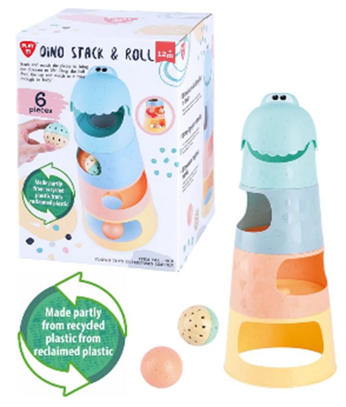 Dino Stack & Roll en matériau recyclé - 6 pièces