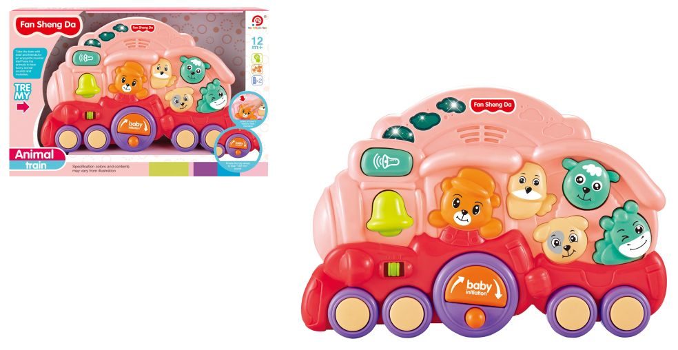 Train d'animaux pour bébé avec musique et lumière (Rose)