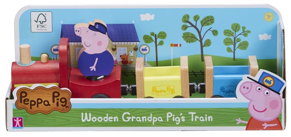 Peppa Pig Houten Trein met Grootvader Figurine