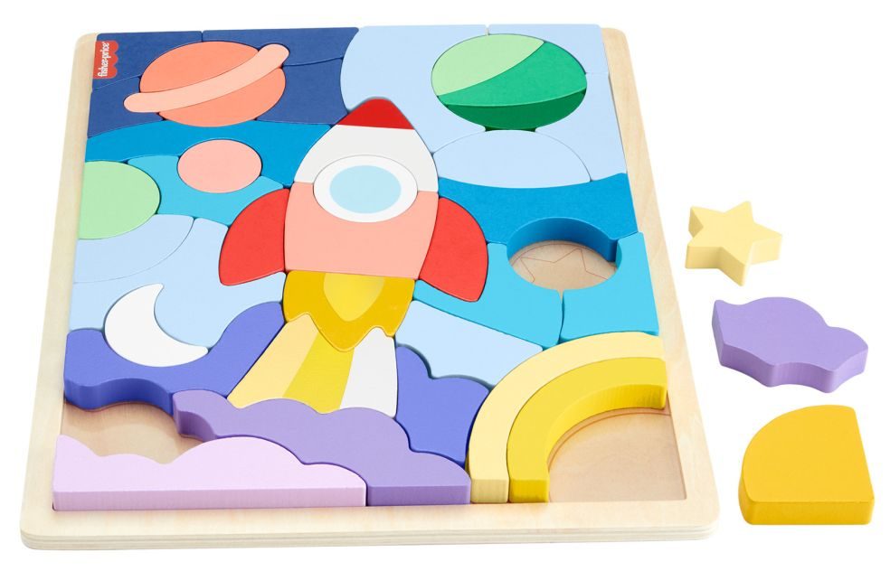 Fisher-Price Houten Ruimte Blokken Puzzel