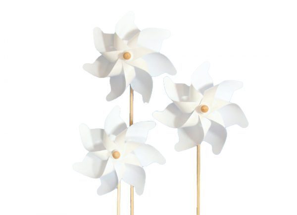 Witte tuinwindmolen - Ø 32 cm, hoogte 76 cm