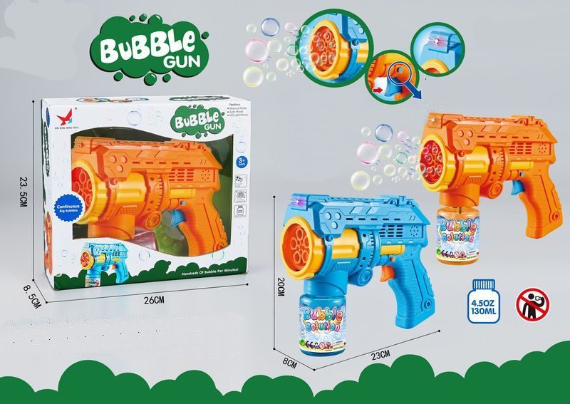 Bubble Pistool 23 cm met geluid en 130 ml bellenblaas