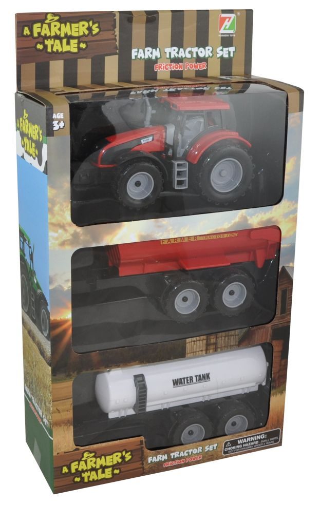 1:32 Tractor met 2 Aanhangwagens - Speelgoedset voor Kinderen