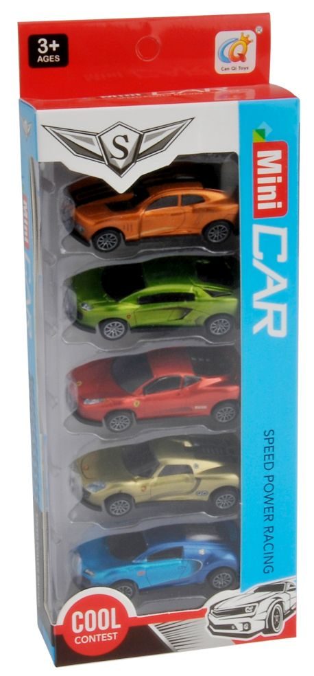 1:64 Pull Back Auto's - Set van 5 Stuks
