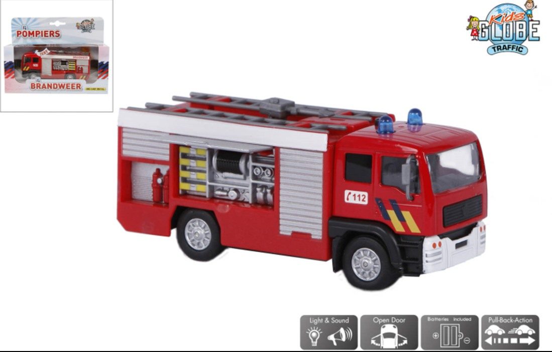 Die Cast Brandweerwagen België met Licht en Geluid - 13 cm
