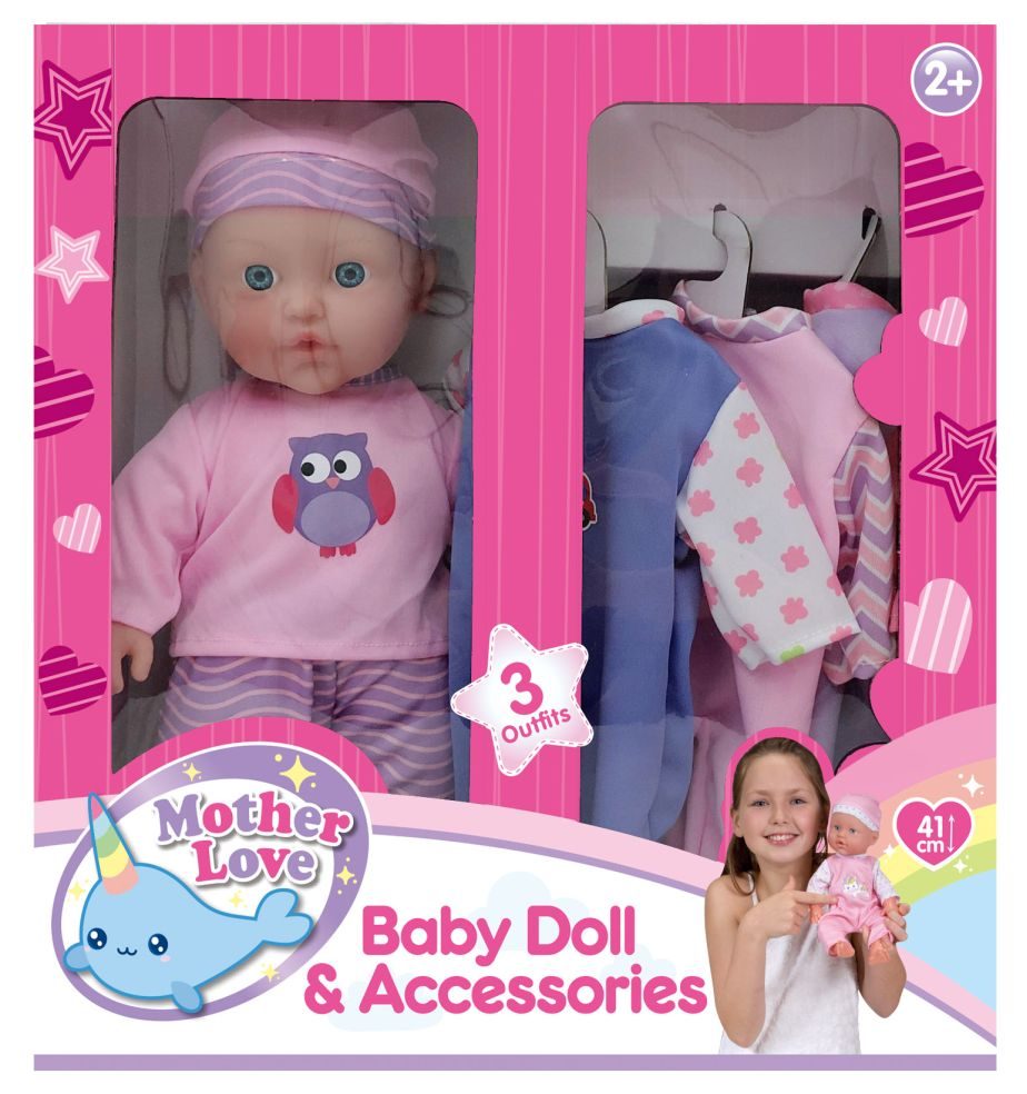 Zachte Pop 41 cm met 3 Leuke Outfits