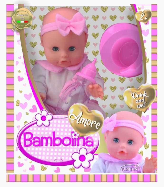 Poupée Amore 33 cm avec pot et gourde pour enfants
