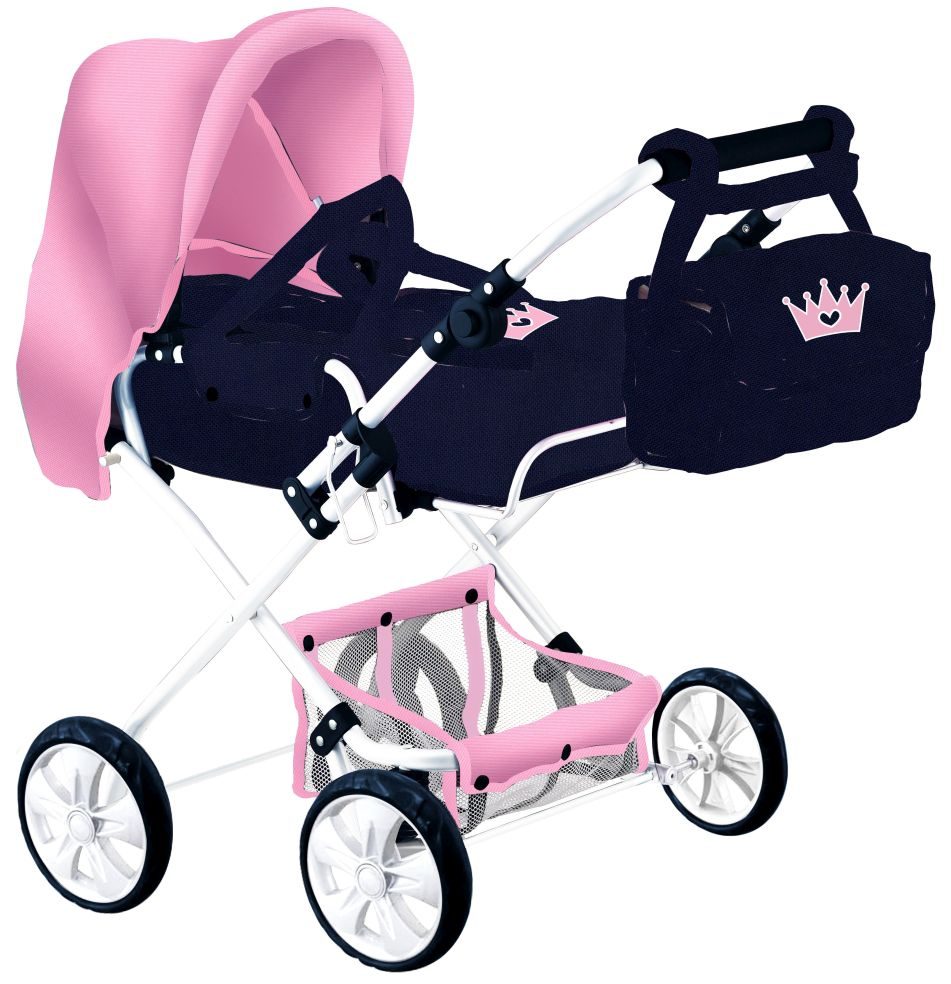 Koets Combi 2 met Zak - Blauw/Roze Kroon