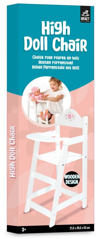 Poppenstoel in hout - Wit - 22x26x53 cm - Braet T&G