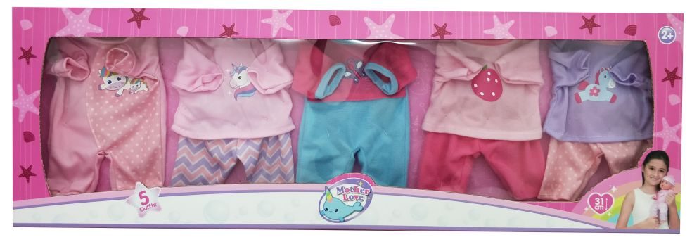 Set van 5 stijlvolle outfits voor 31 cm poppen