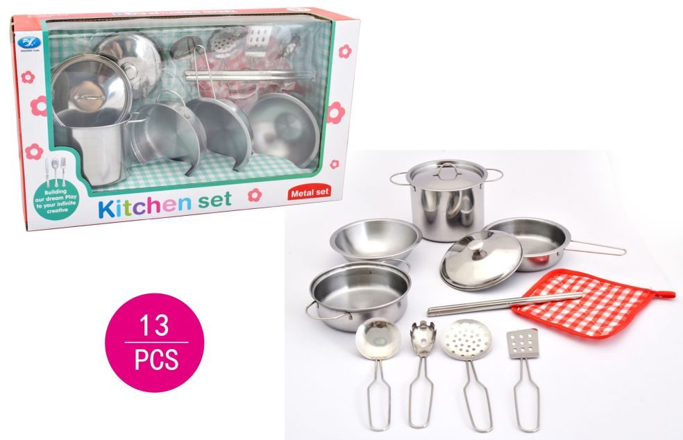 13-delige Metalen Pottenset met Accessoires