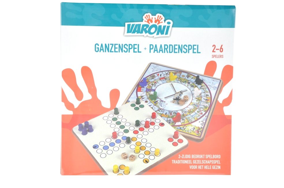 Houten Paardjesspel en Ganzenbord - 2 Zijdig Spelplezier