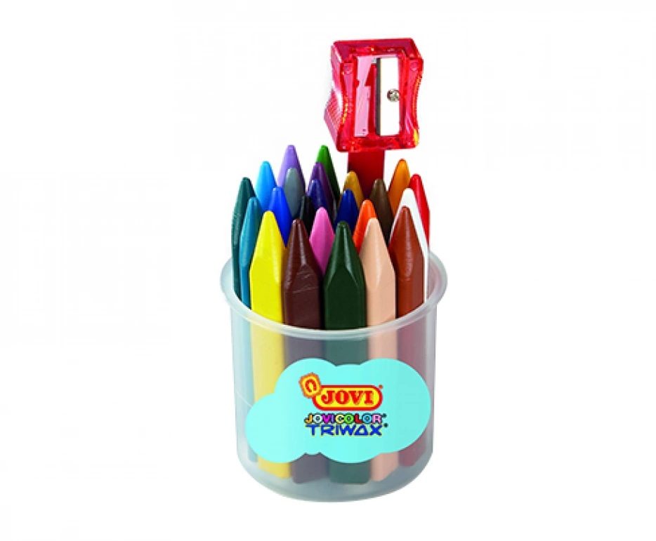 Crayons triangulaires assortis - 24 pièces dans un pot