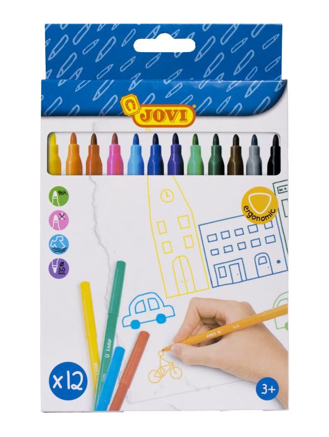 Afwasbare Viltstiften - 12 Assortiment Kleuren in Etui