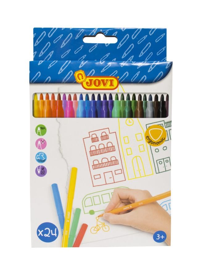 Stylos feutres lavables - 24 couleurs assorties