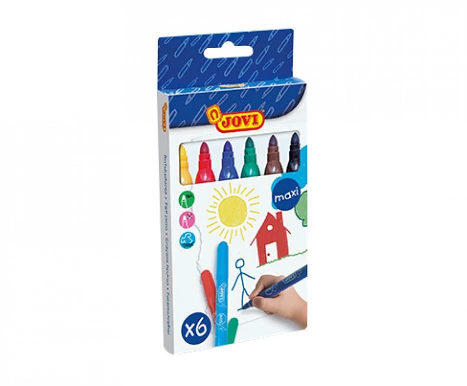 Feutres maxi lavables - 6 couleurs assorties en étui