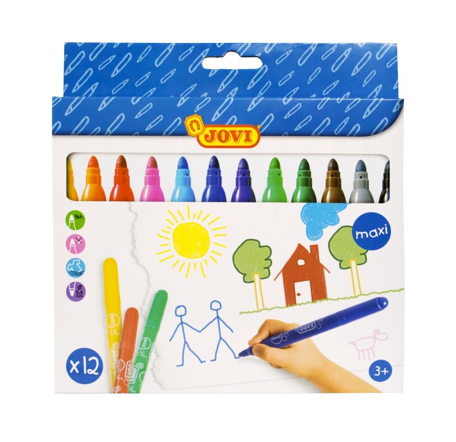 Afwasbare Maxi Viltstiften - 12 Stuks in Etui