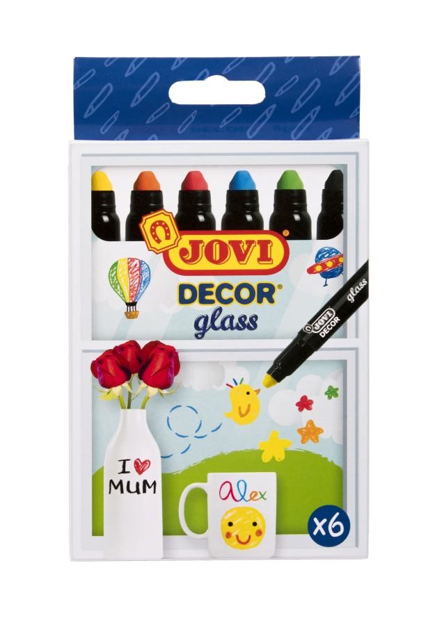 Marqueurs JOVIDECOR pour verre - 6 couleurs assorties