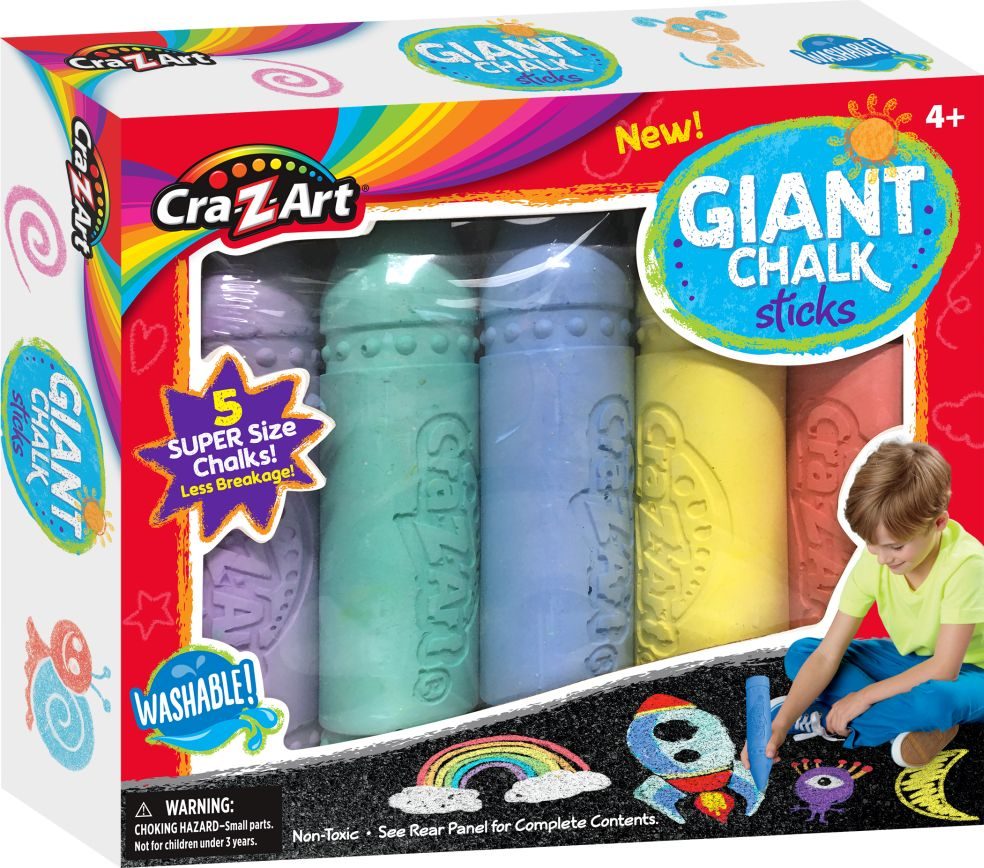 Craie de trottoir géante lavable - 5 pièces en boîte