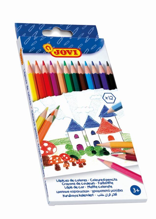 Kleurpotloden in etui - 12 gemengde kleuren