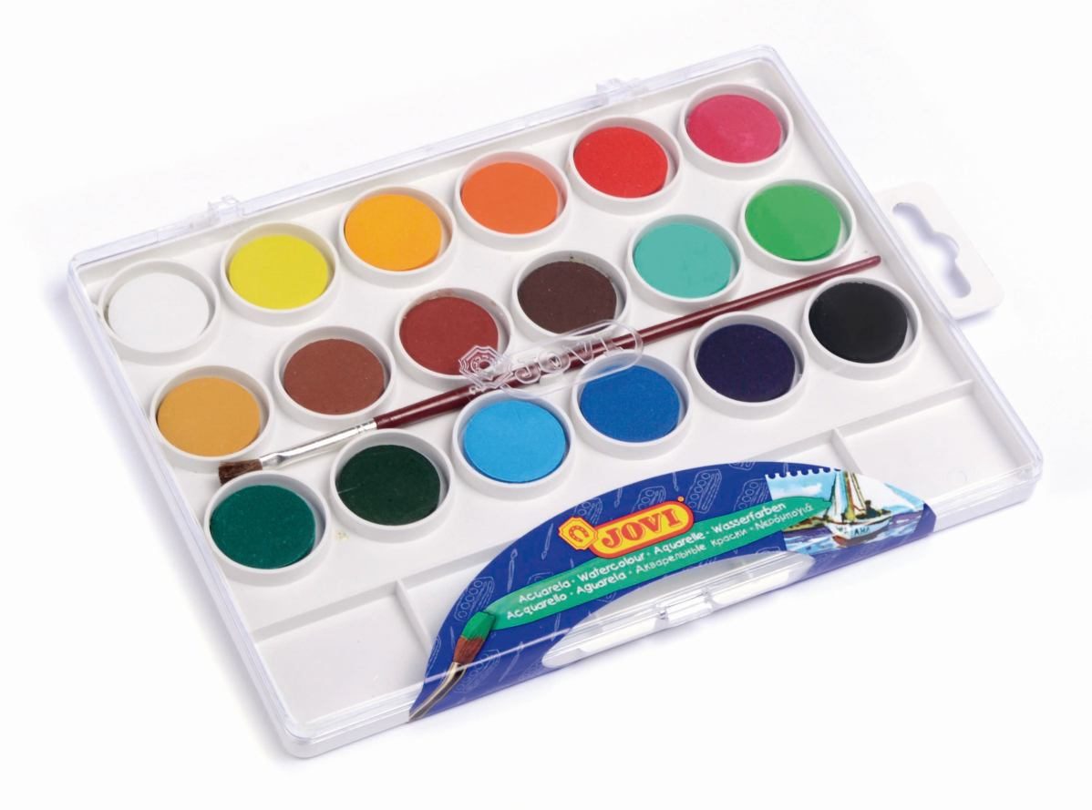 Waterverfdoosje met 18 kleuren - 22mm voor creatief plezier