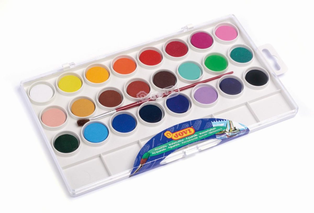 Waterverfset met 24 kleuren - 22mm plastic doosje