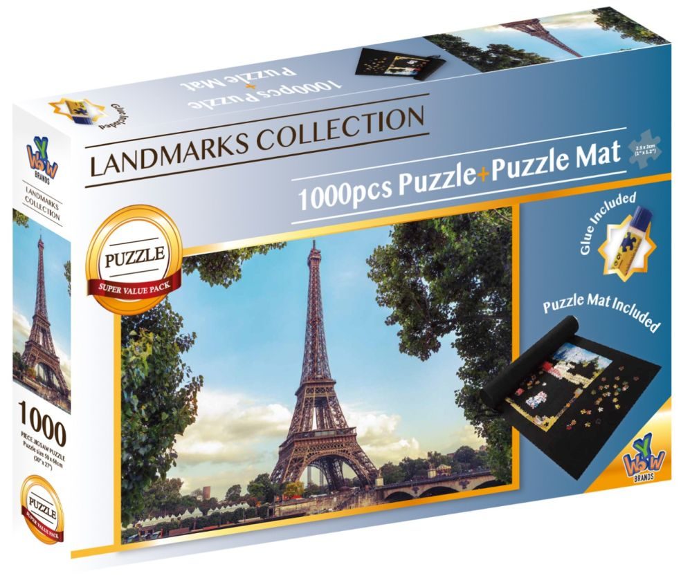 Super Pack Puzzle 1000 pièces + colle et tapis - Eiffel