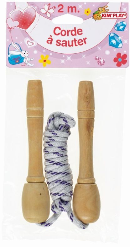 Corde à sauter en bois avec poignée rétro - 2 m