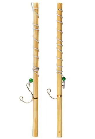 Canne à pêche en bois pour enfants - 45 cm (2 pièces)