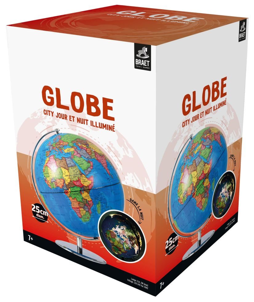 GLOBE Verlichte Wereldbol - Steden Dag en Nacht, 25 cm