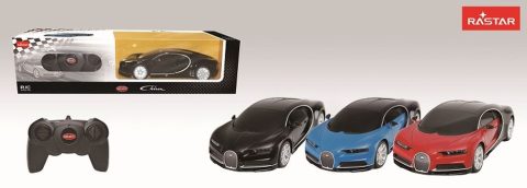 R/C Bugatti Chiron 1:24 - Blauw/Zwart/Rood Modelauto