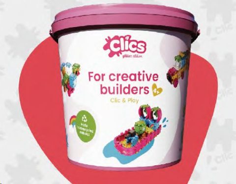 Clics Bucket 8 in 1 Glitter - Bauset mit 175 Teilen