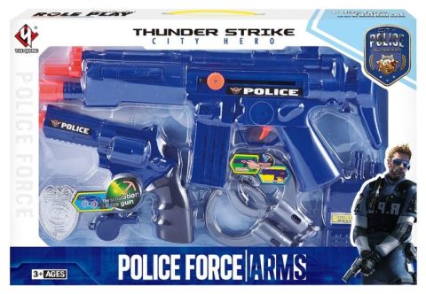 Polizei-Rollenspielset - Spielzeuggewehr, Marke, Handschellen