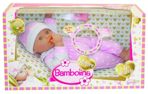 Poupée Amore 36 cm avec biberon et sons de bébé