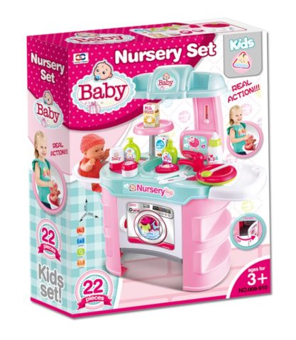 Baby Nursery Spielset - 22 Teile mit Waschmaschine und Hahn