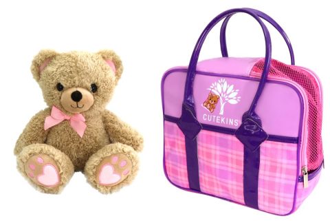 Cutekins Maeberry - Teddybär mit karierter Tragetasche