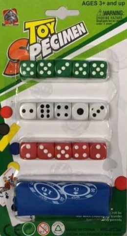 Würfelset mit Pokerchips - 15 Würfel auf Blisterkarte