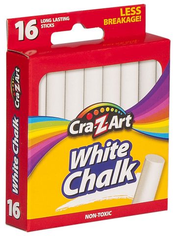 Craies blanches - 16 bâtonnets pour dessin et écriture