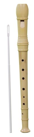 Wooden recorder - three-piece, with cleaning rod