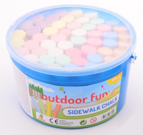 JohnToy Outdoor Fun Straßenmalkreide - Eimer mit 50 dicken Kreiden